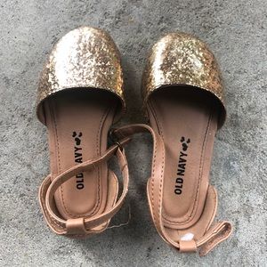 Old Navy Gold Glitter Sandal Flats Toddler Size 7